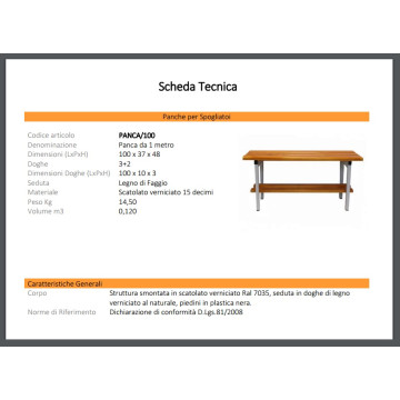 Panche spogliatoio a 3,4,6 posti