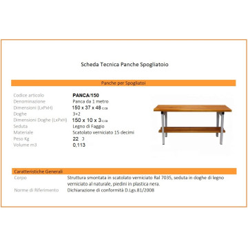 Panche spogliatoio a 3,4,6 posti