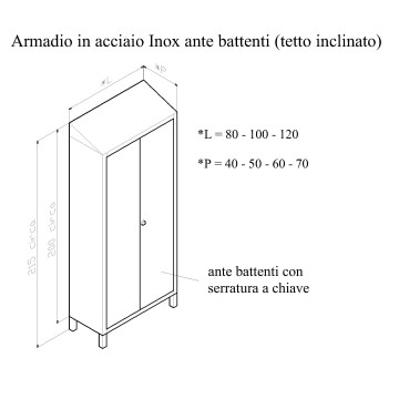 Armadio in ACCIAIO INOX AISI - 304 ad ante battenti