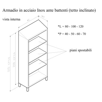 Armadio in ACCIAIO INOX AISI - 304 ad ante battenti