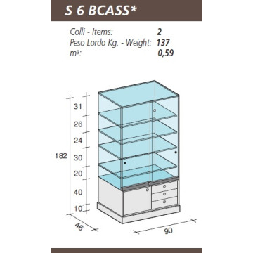 VETRINA ALTA CON MOBILE DI BASE mod. BASE NOVA