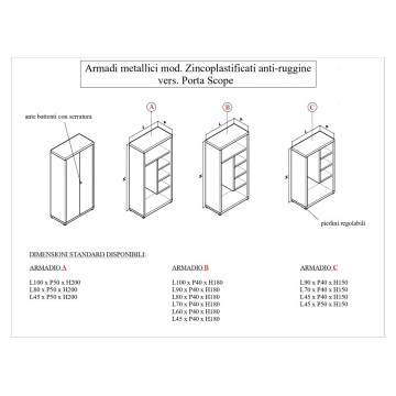 ARMADIO DA BALCONE ZINCOPLASTIFICATO mod. PORTA SCOPE - H180