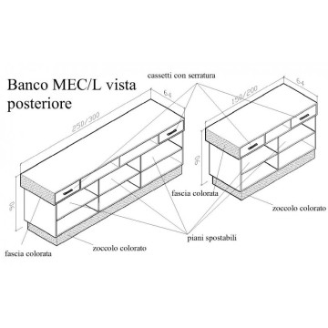 BANCO CASSA ad ANGOLO CURVO mod. MEC/L