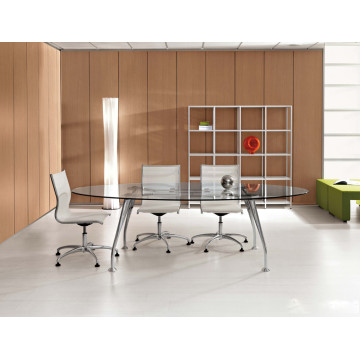 Tavolo riunioni ovale mod. SEGNO con piano in vetro - DR
