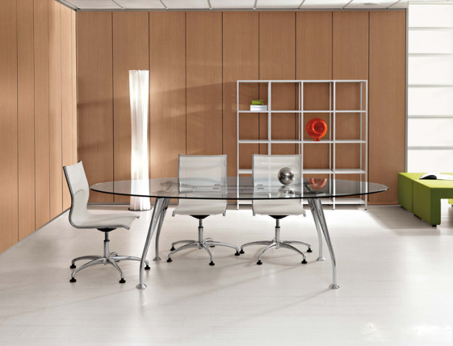 Tavolo riunioni ovale mod. segno con piano in vetro dr tavoli ... Tavolo ovale ufficio