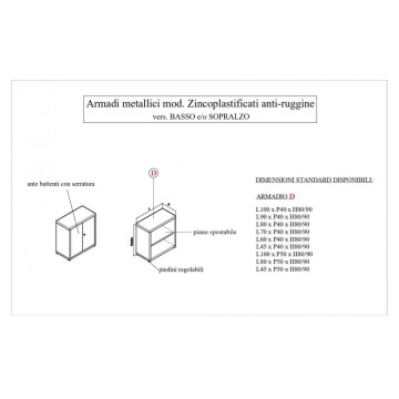 ARMADIO DA BALCONE ZINCOPLASTIFICATO tipo  BASSO