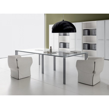 TAVOLO RIUNIONI RETTANGOLARE mod. VERTIGO VETRO - L 240