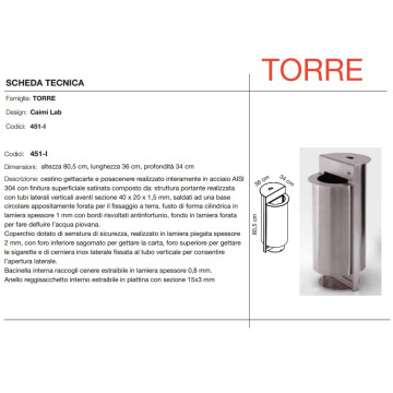 Posacenere da esterno mod. TORRE