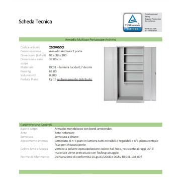 ARMADI DA BALCONE mod. PORTA SCOPE - H 200