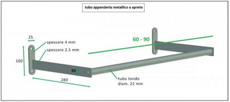 Barra appendiabiti per parete - ATTREZZATURE PER CABINE ARMADIO -  Arredamento Negozi - Prodotti - Appia Office Roma